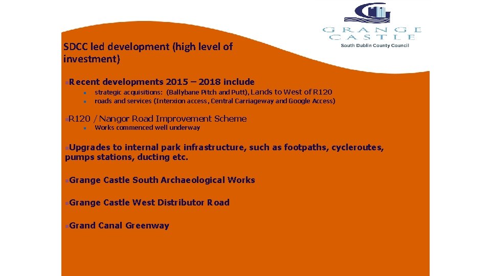 SDCC led development (high level of investment) n. Recent n n n. R 120