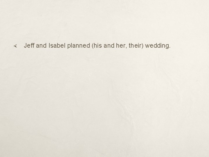  Jeff and Isabel planned (his and her, their) wedding. 