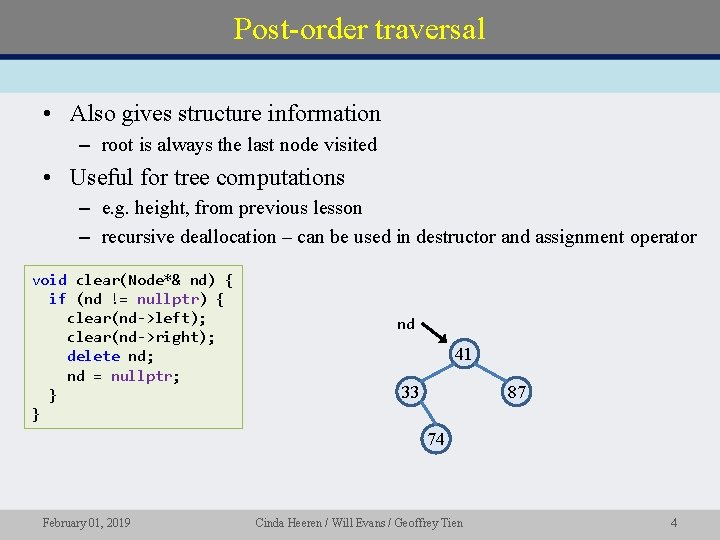 Post-order traversal • Also gives structure information – root is always the last node