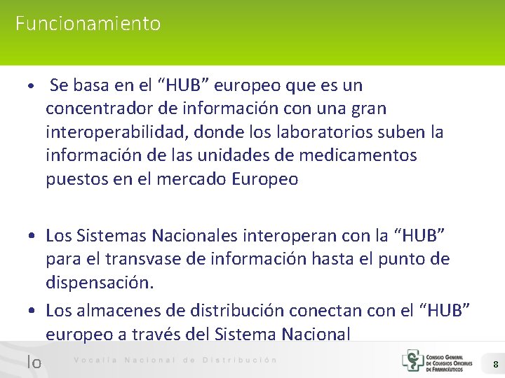 Funcionamiento • Se basa en el “HUB” europeo que es un concentrador de información