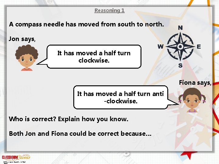 Reasoning 1 A compass needle has moved from south to north. Jon says, It