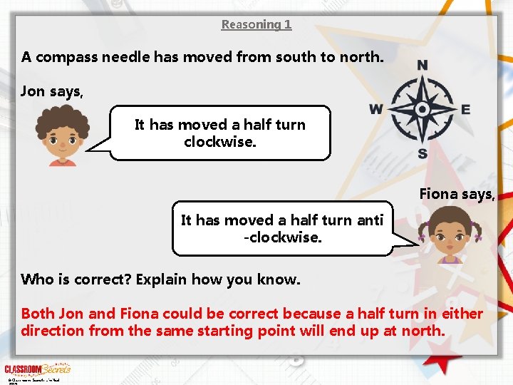 Reasoning 1 A compass needle has moved from south to north. Jon says, It