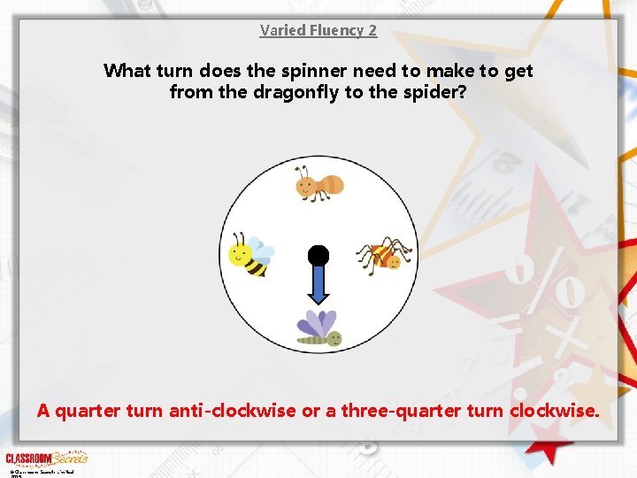 Varied Fluency 2 What turn does the spinner need to make to get from