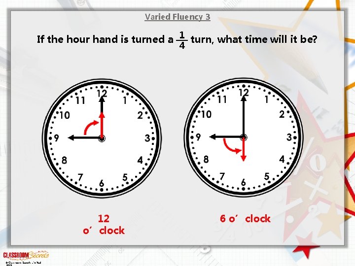 Varied Fluency 3 If the hour hand is turned a 1 turn, what time