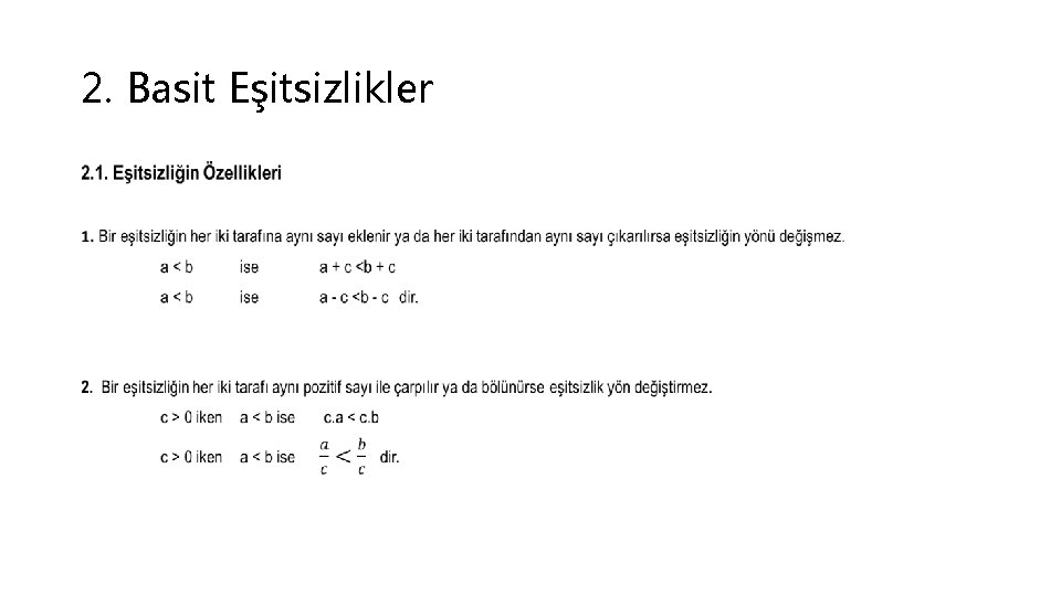 2. Basit Eşitsizlikler • 