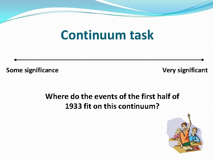 Continuum task Some significance Very significant Where do the events of the first half