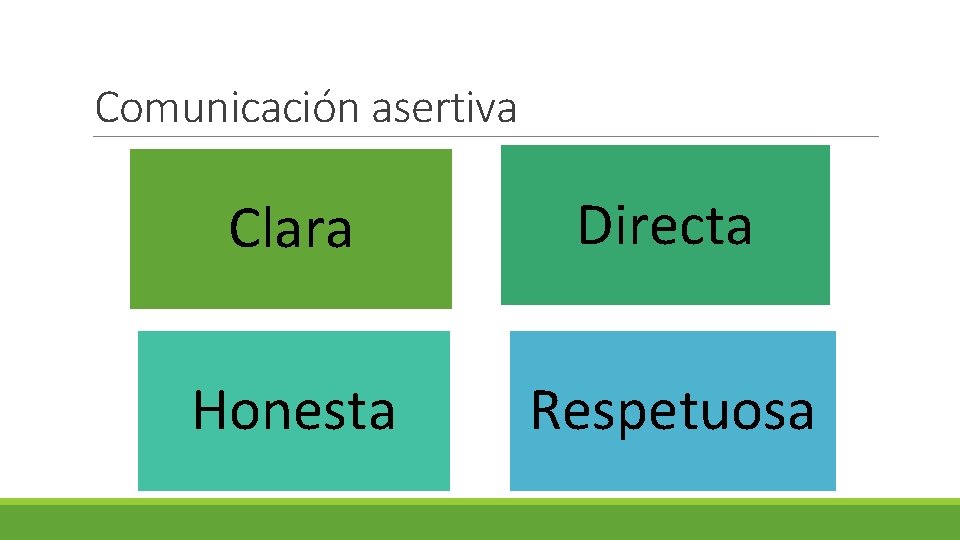 Comunicación asertiva Clara Directa Honesta Respetuosa 