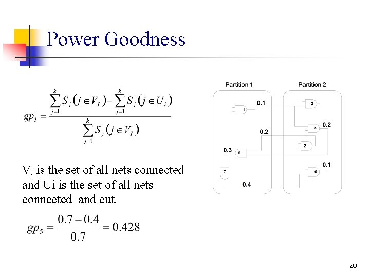 Power Goodness Vi is the set of all nets connected and Ui is the