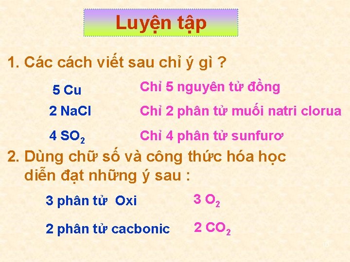 Luyện tập 1. Các cách viết sau chỉ ý gì ? 5 Cu Chỉ