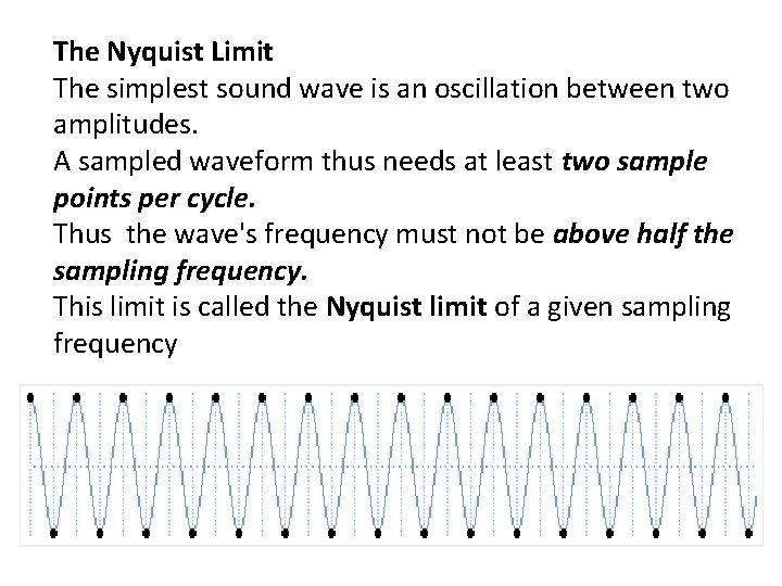 The Nyquist Limit The simplest sound wave is an oscillation between two amplitudes. A