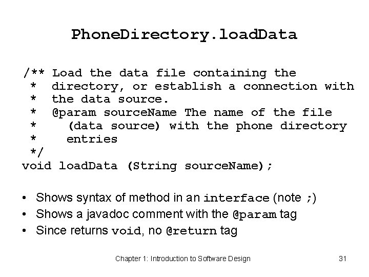 Phone. Directory. load. Data /** Load the data file containing the * directory, or