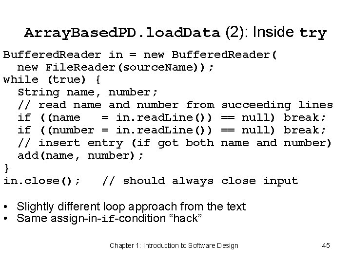Array. Based. PD. load. Data (2): Inside try Buffered. Reader in = new Buffered.
