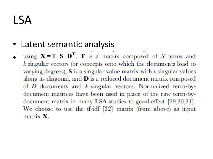 LSA • Latent semantic analysis • 