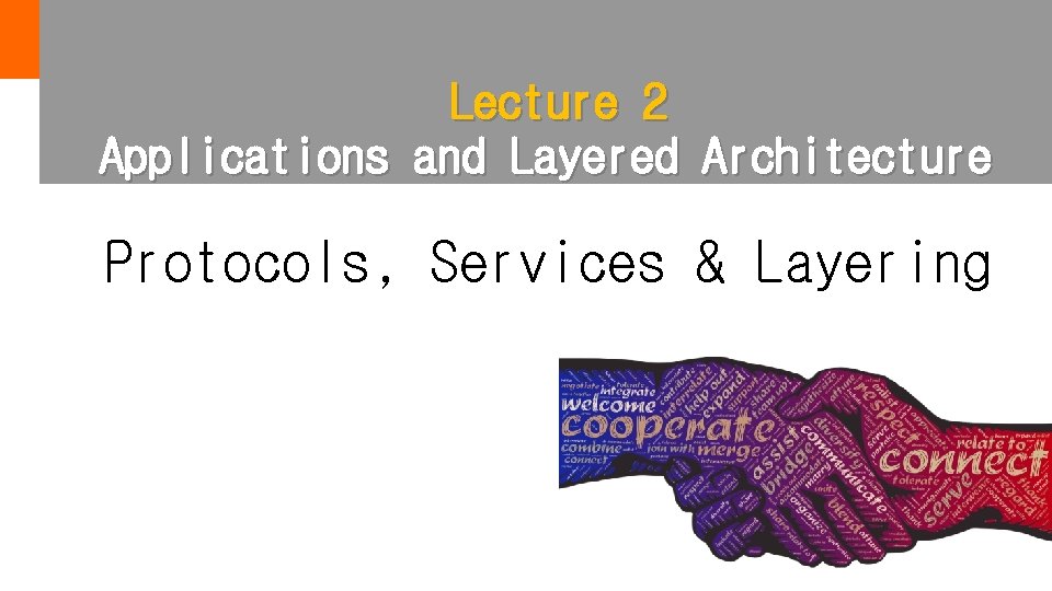 Lecture 2 Applications and Layered Architecture Protocols, Services & Layering 