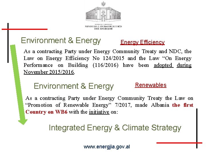 Environment & Energy Efficiency As a contracting Party under Energy Community Treaty and NDC,