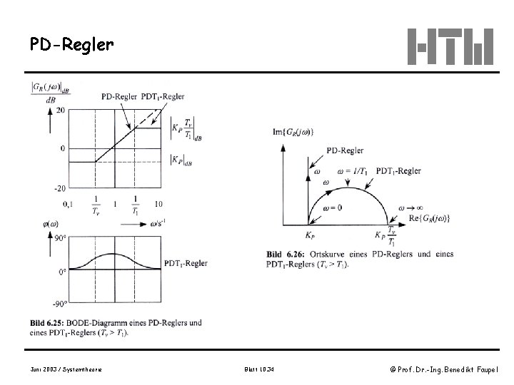 PD-Regler Juni 2003 / Systemtheorie Blatt 10. 34 © Prof. Dr. -Ing. Benedikt Faupel