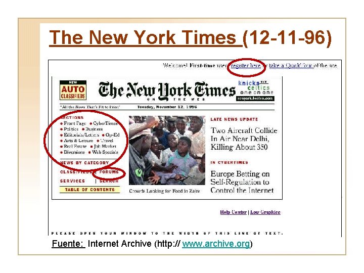 The New York Times (12 -11 -96) Fuente: Internet Archive (http: // www. archive.