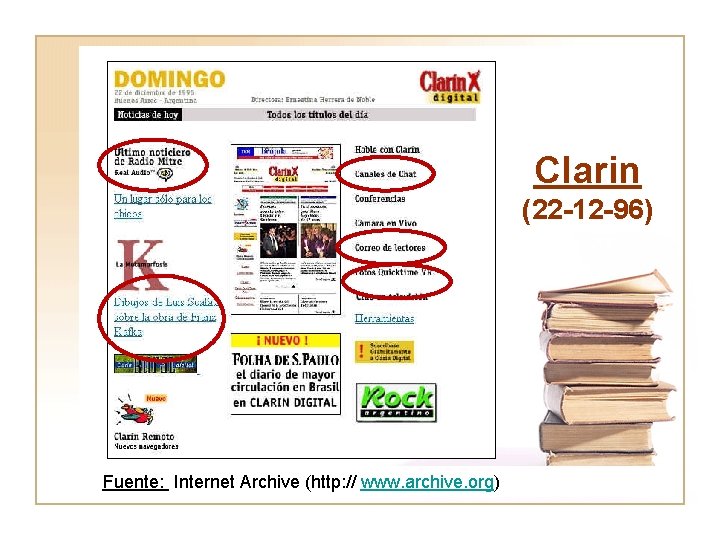Clarin (22 -12 -96) Fuente: Internet Archive (http: // www. archive. org) 