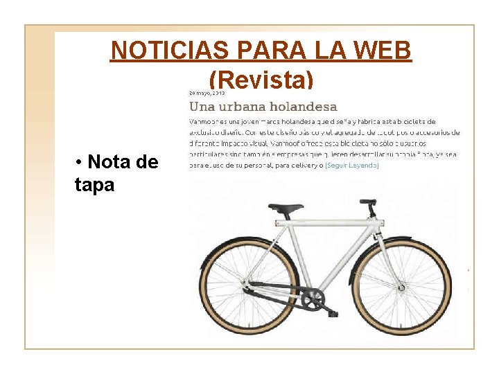 NOTICIAS PARA LA WEB (Revista) • Nota de tapa 