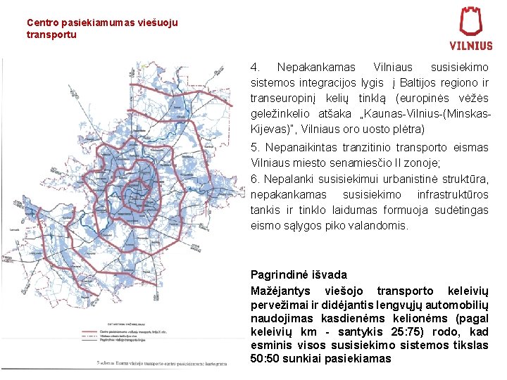 Centro pasiekiamumas viešuoju transportu 4. Nepakankamas Vilniaus susisiekimo sistemos integracijos lygis į Baltijos regiono