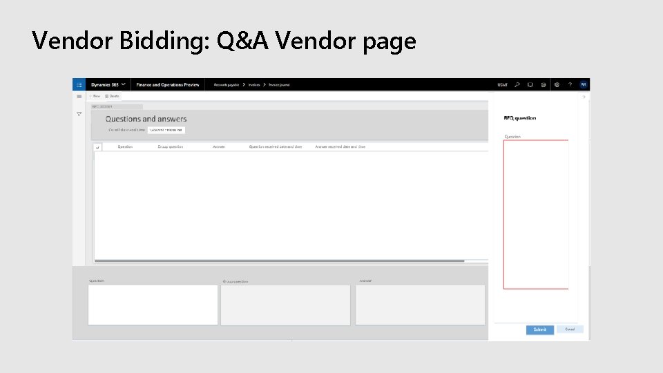 Vendor Bidding: Q&A Vendor page 