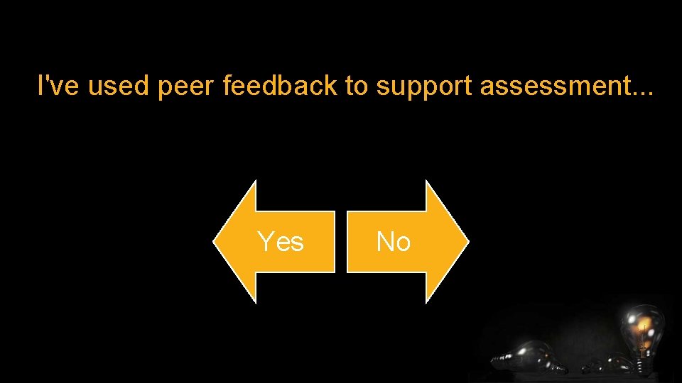 I've used peer feedback to support assessment. . . Yes No 