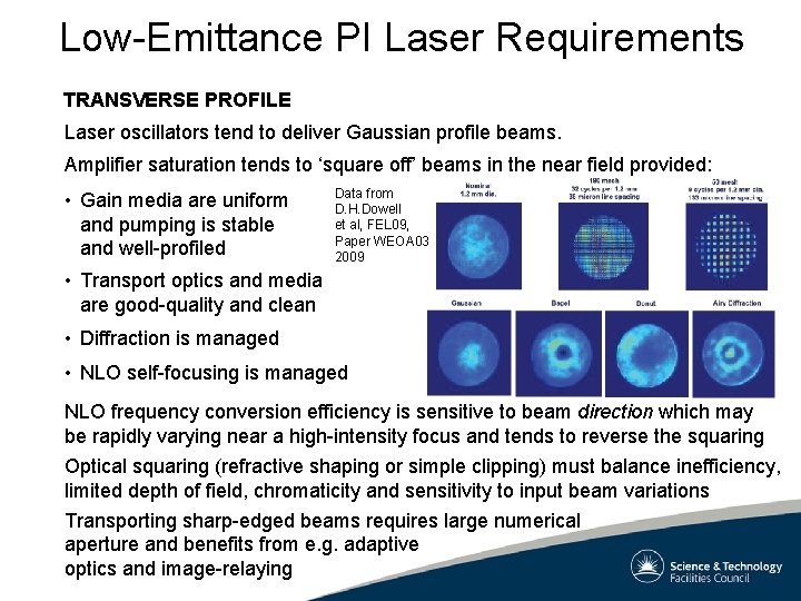Low-Emittance PI Laser Requirements TRANSVERSE PROFILE Laser oscillators tend to deliver Gaussian profile beams.