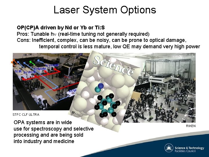 Laser System Options OP(CP)A driven by Nd or Yb or Ti: S Pros: Tunable