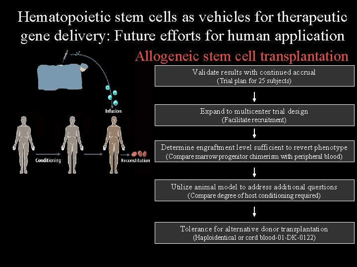 Hematopoietic stem cells as vehicles for therapeutic gene delivery: Future efforts for human application