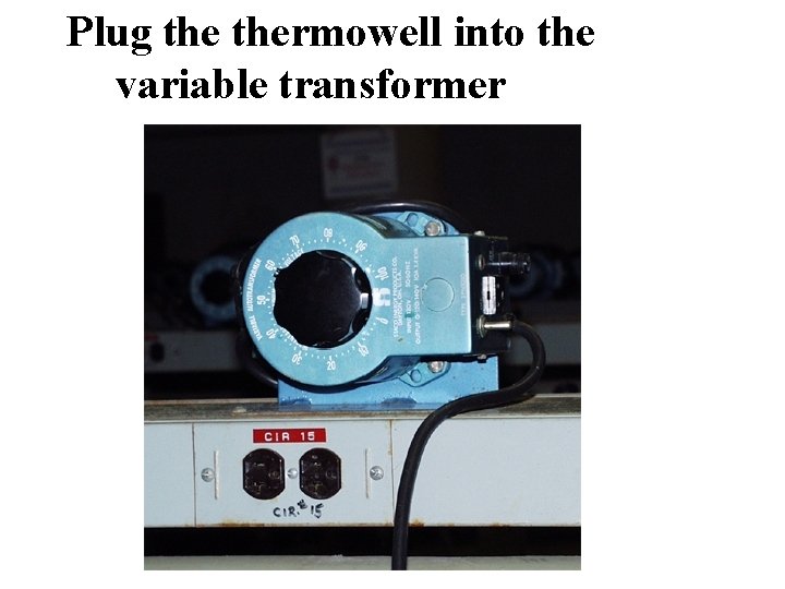 Plug thermowell into the variable transformer 