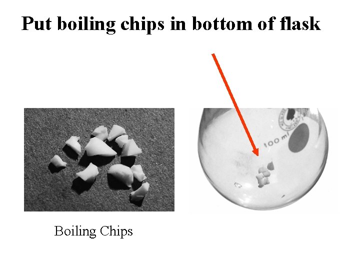 Put boiling chips in bottom of flask Boiling Chips 