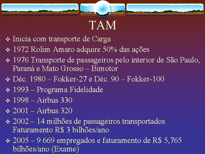 TAM Inicia com transporte de Carga v 1972 Rolim Amaro adquire 50% das ações