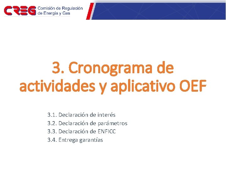 3. Cronograma de actividades y aplicativo OEF 3. 1. Declaración de interés 3. 2.
