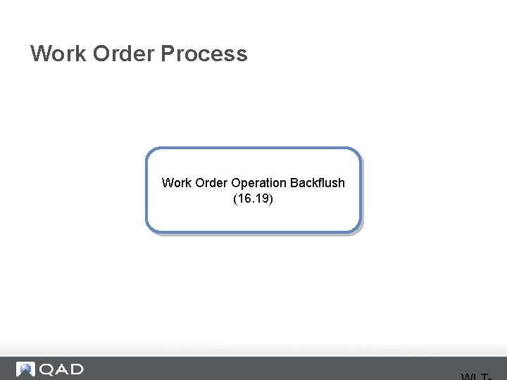 Work Order Process Work Order Operation Backflush (16. 19) 