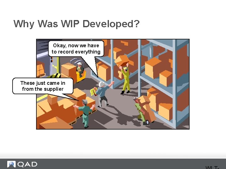 Why Was WIP Developed? Okay, now we have to record everything These just came