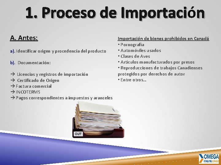 1. Proceso de Importació Importaci n A. Antes: a). Identificar origen y procedencia del