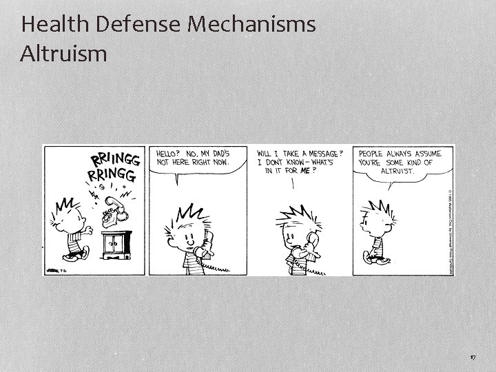 Health Defense Mechanisms Altruism 17 