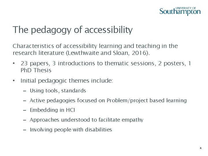 The pedagogy of accessibility Characteristics of accessibility learning and teaching in the research literature