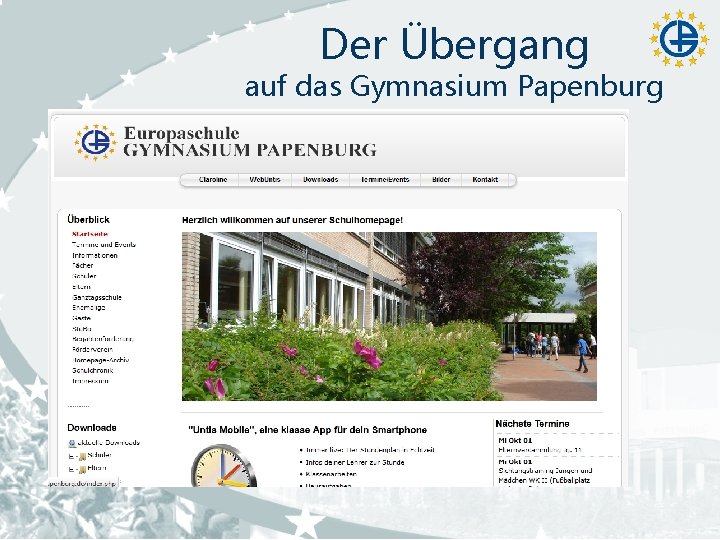 Der Übergang auf das Gymnasium Papenburg Registrierung und Anmeldung http: //www. gymnasium-papenburg. de/ 