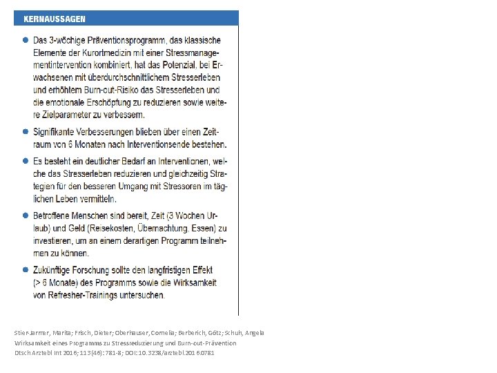 Stier-Jarmer, Marita; Frisch, Dieter; Oberhauser, Cornelia; Berberich, Götz; Schuh, Angela Wirksamkeit eines Programms zu