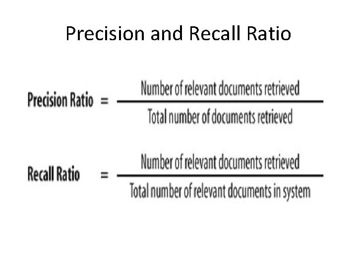 Precision and Recall Ratio 