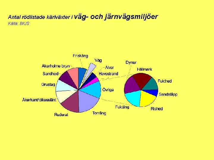 Antal rödlistade kärlväxter i väg. Källa: BIUS och järnvägsmiljöer 