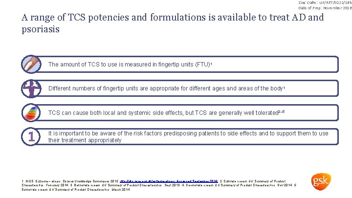 Zinc Code: UK/RET/0122/16 b Date of Prep: November 2016 A range of TCS potencies