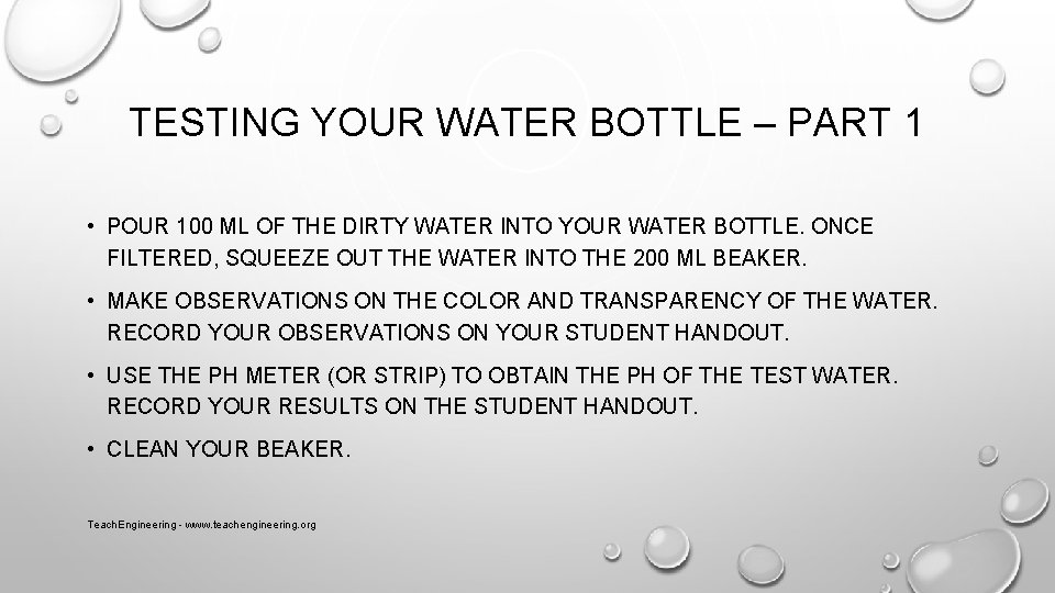 TESTING YOUR WATER BOTTLE – PART 1 • POUR 100 ML OF THE DIRTY