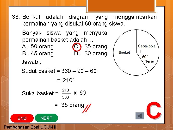 38. Berikut adalah diagram yang menggambarkan permainan yang disukai 60 orang siswa. Banyak siswa