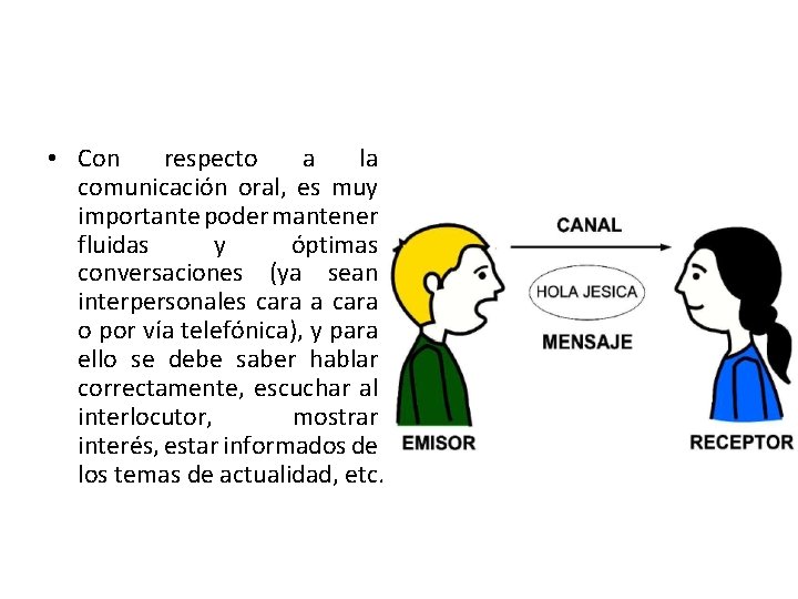  • Con respecto a la comunicación oral, es muy importante poder mantener fluidas