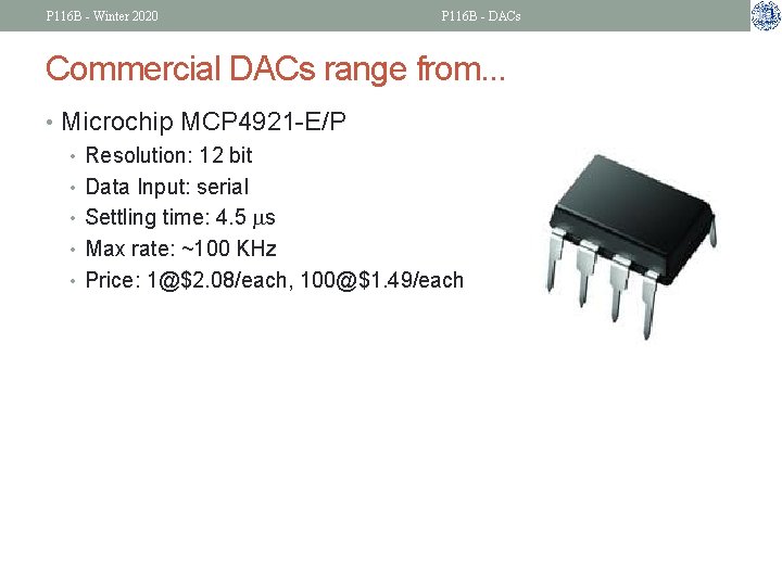 P 116 B - Winter 2020 P 116 B - DACs Commercial DACs range