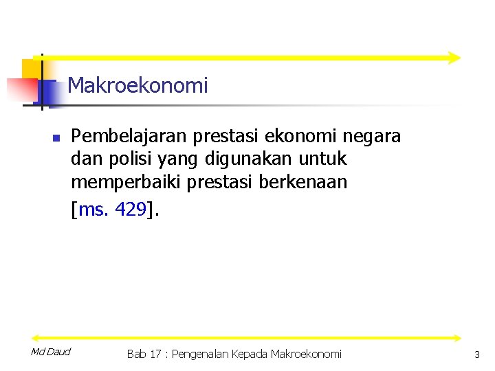 Makroekonomi n Md Daud Pembelajaran prestasi ekonomi negara dan polisi yang digunakan untuk memperbaiki