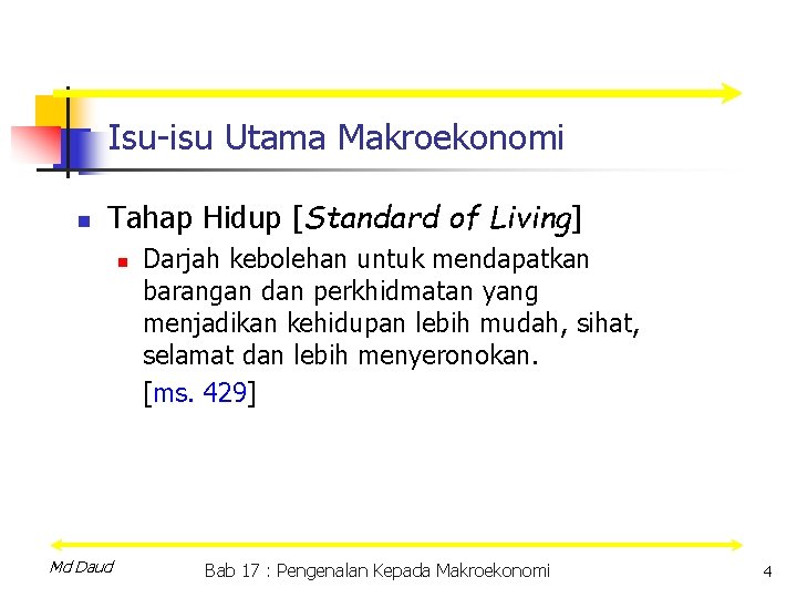 Isu-isu Utama Makroekonomi n Tahap Hidup [Standard of Living] n Md Daud Darjah kebolehan