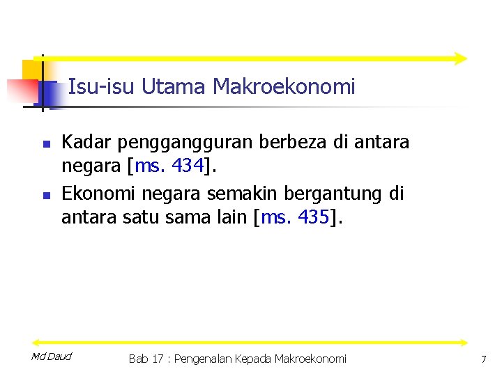 Isu-isu Utama Makroekonomi n n Kadar penggangguran berbeza di antara negara [ms. 434]. Ekonomi